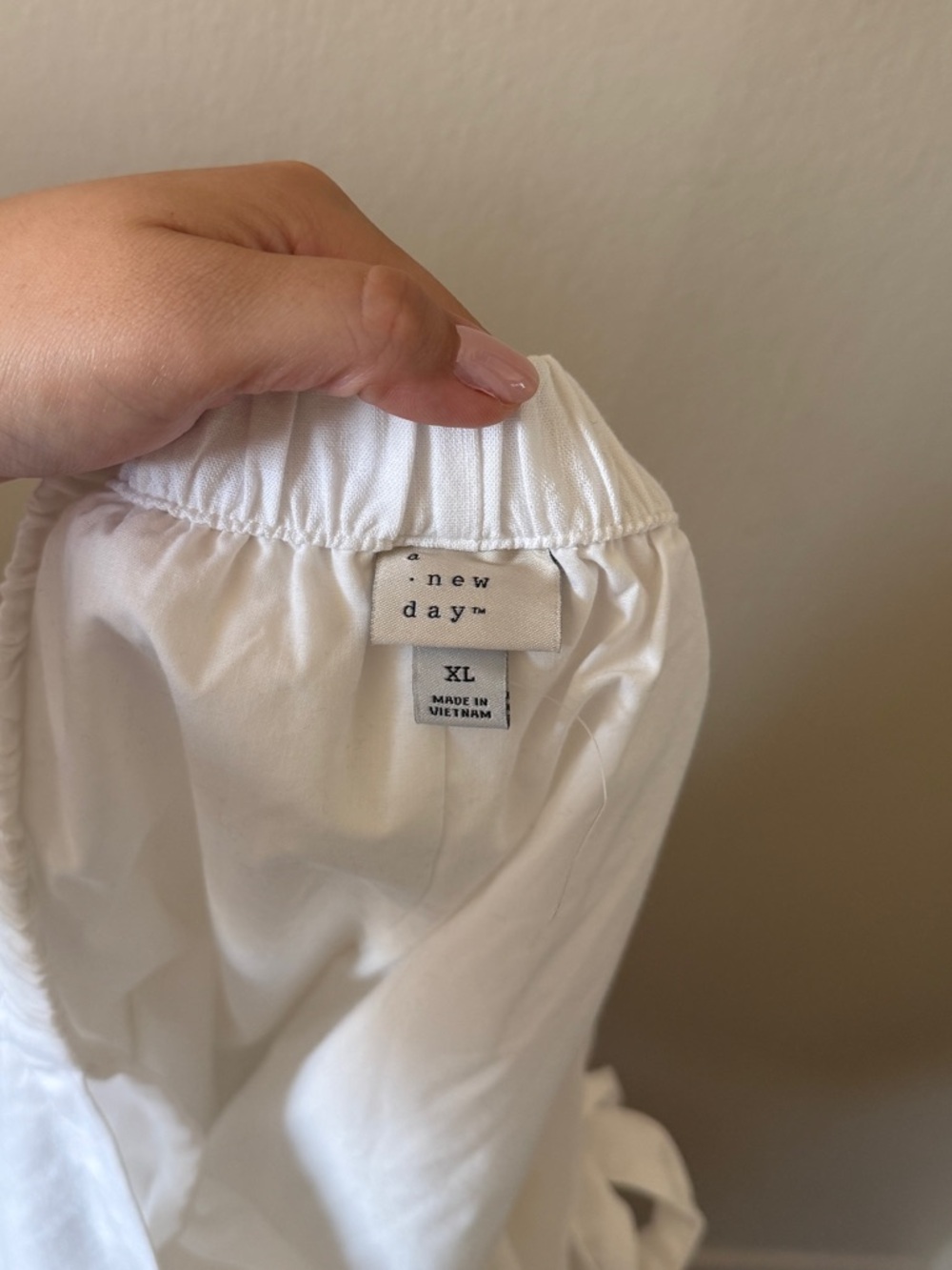 A New Day White Wrap Front Tie Mini Skirt Elastic Waist Lined XL Coastal Chic - Picture 3 of 6
